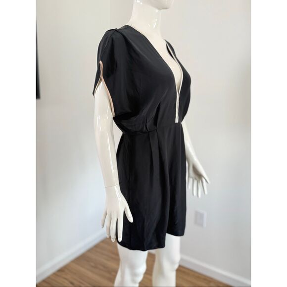Kiki de Montparnasse $488 Silk V-Neck Mini Dress Black White Size Small - Picture 8 of 11